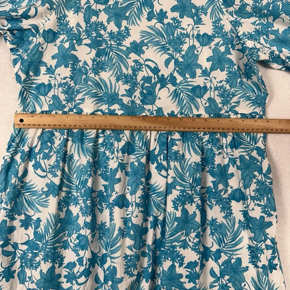 Peyton & Parker Aruba Floral Dress Layered Blue Puff Sleeve Maxi Sun Dress Sz L - Picture 8 of 10